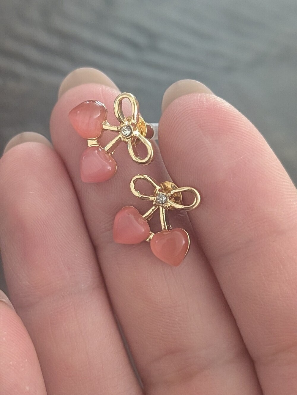 Fashion Jewelry Gold Faux Cherry Earrings - Picture 6 of 7